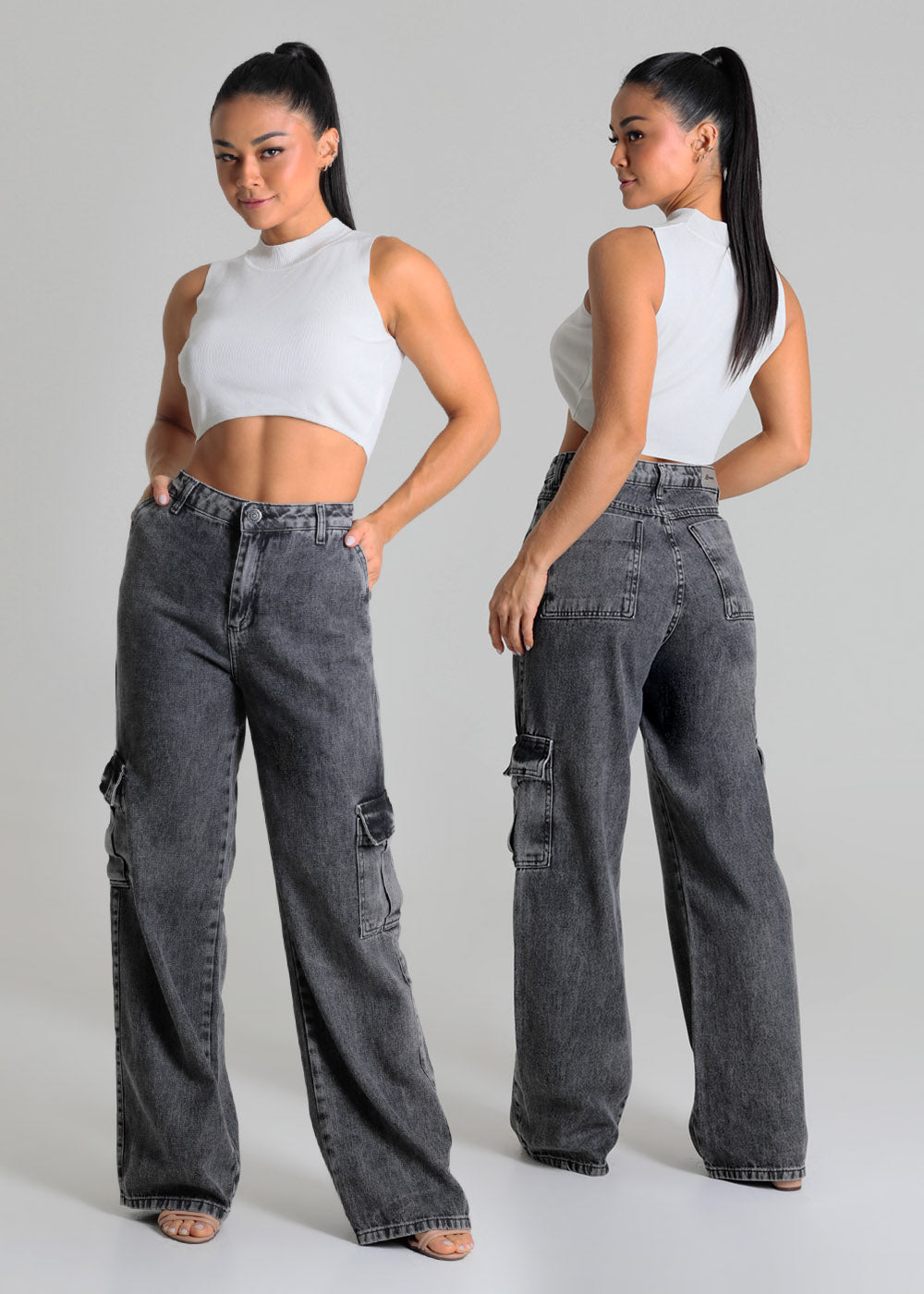 Calça Jeans Sawary Wide Leg - 280057 PRETO