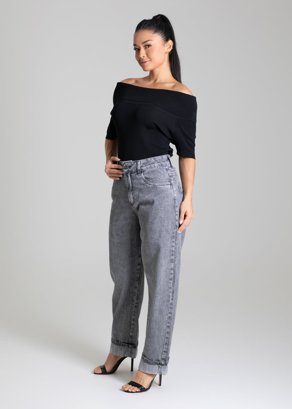 Calça Jeans Sawary Barrel - 280058 PRETO