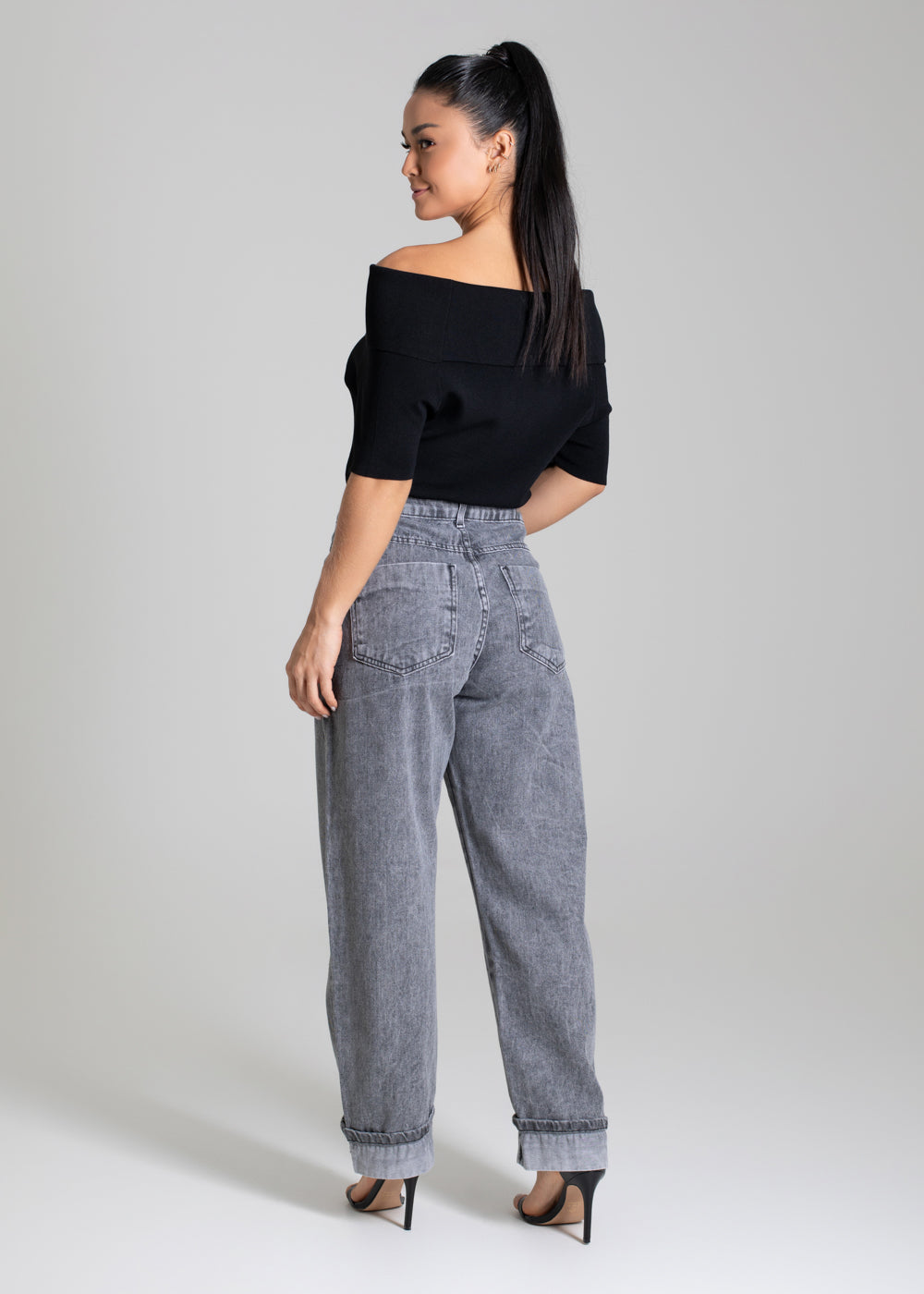 Calça Jeans Sawary Barrel - 280058 PRETO