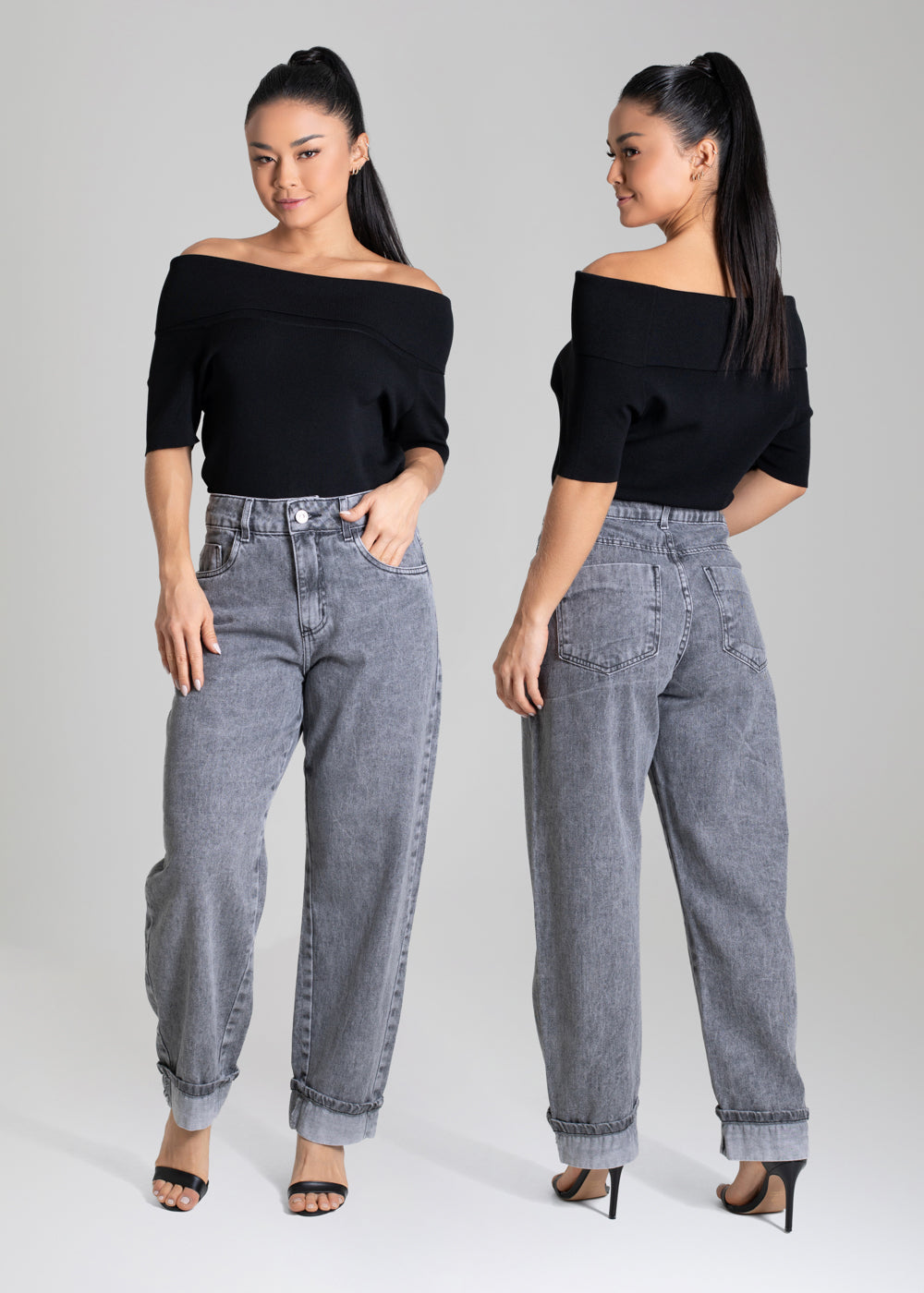 Calça Jeans Sawary Barrel - 280058 PRETO