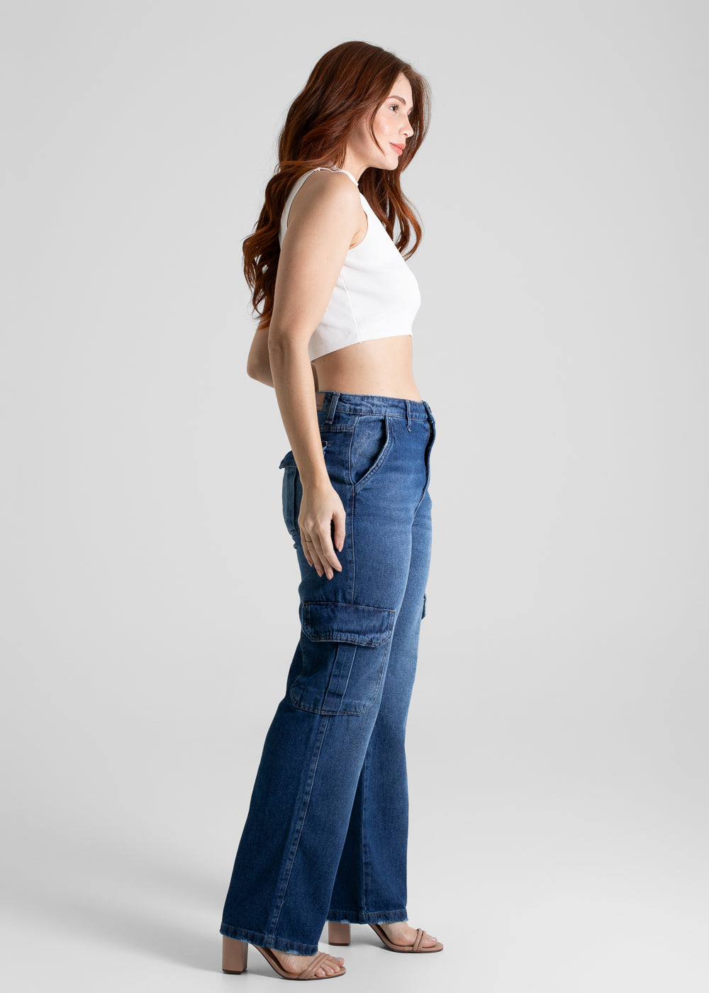 Calça Jeans Sawary Reta Cargo Petit - 280093 AZUL