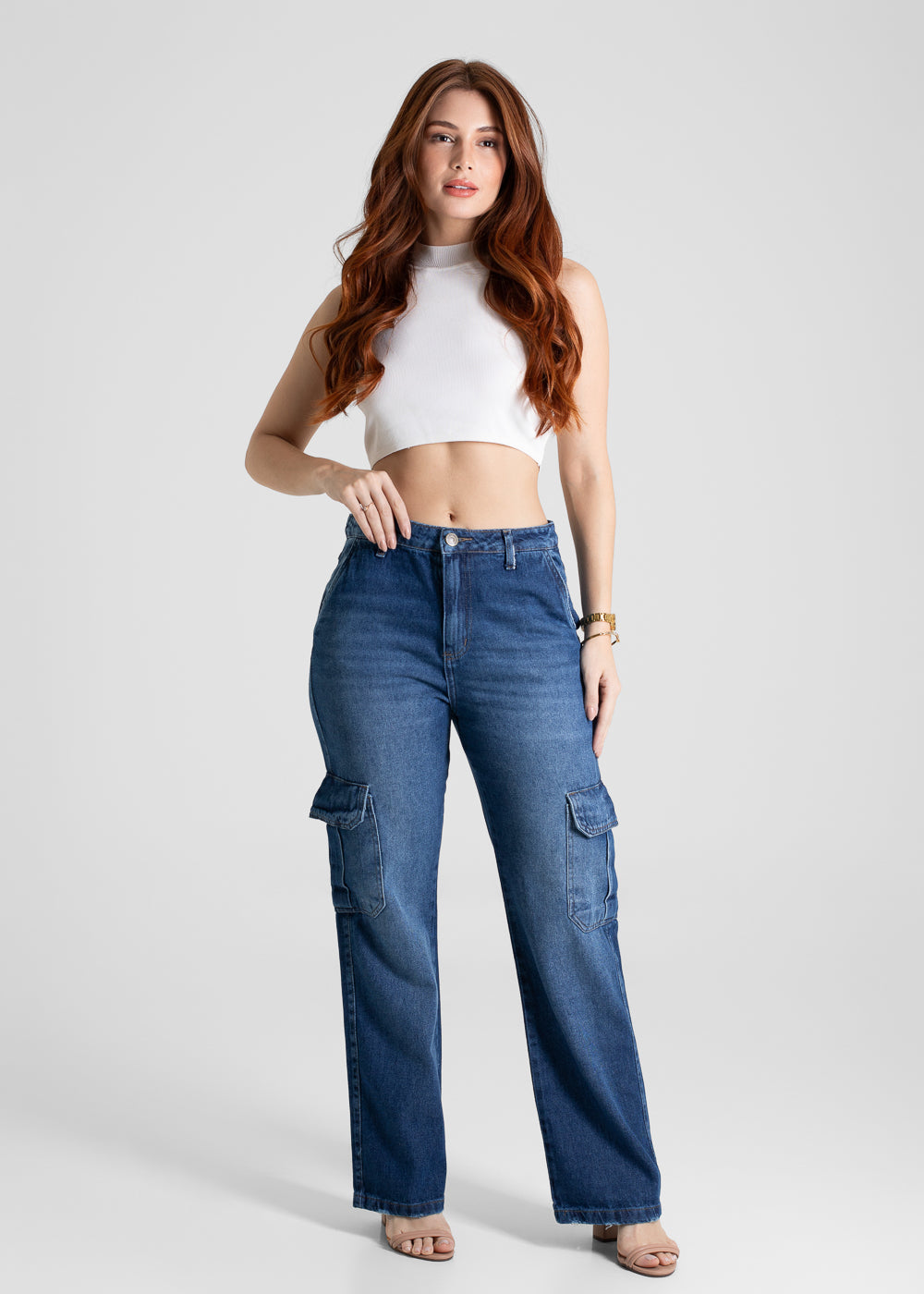 Calça Jeans Sawary Reta Cargo Petit - 280093 AZUL