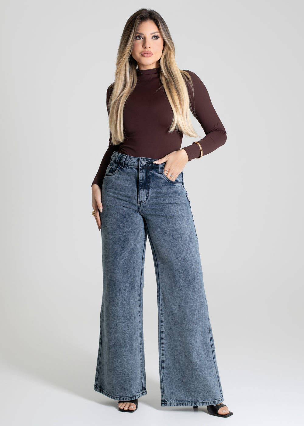 Calça Jeans Sawary Extra Wide Leg - 280196 PRETO