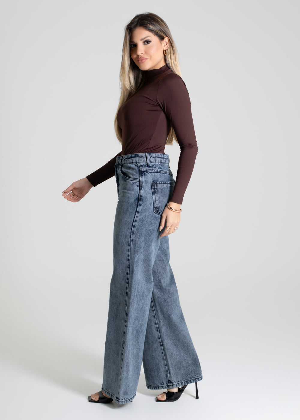 Calça Jeans Sawary Extra Wide Leg - 280196 PRETO