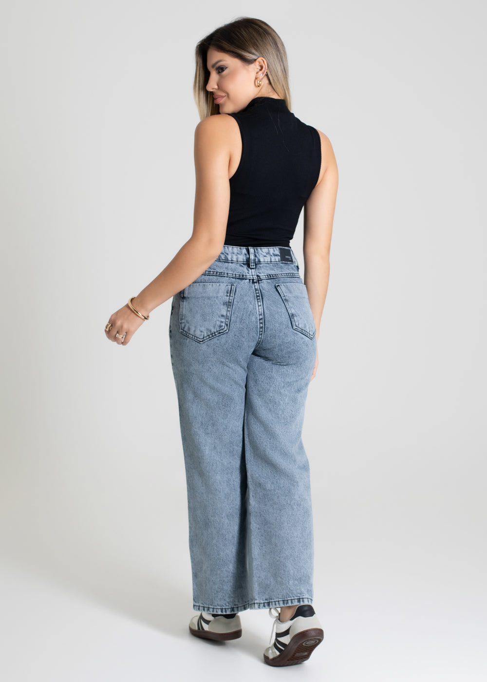 Calça Jeans Sawary Wide Leg Petit - 280206 PRETO