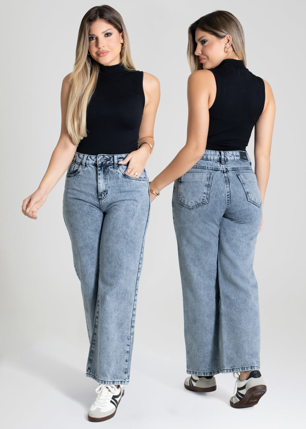 Calça Jeans Sawary Wide Leg Petit - 280206 PRETO
