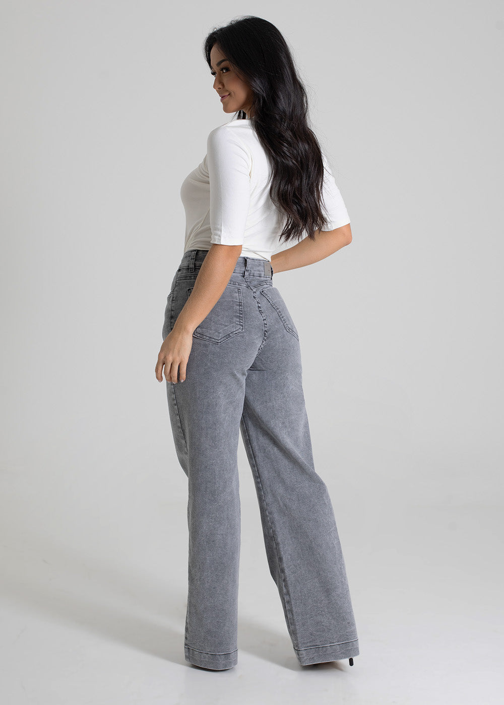 Calça Jeans Sawary Wide Leg - 280247 PRETO