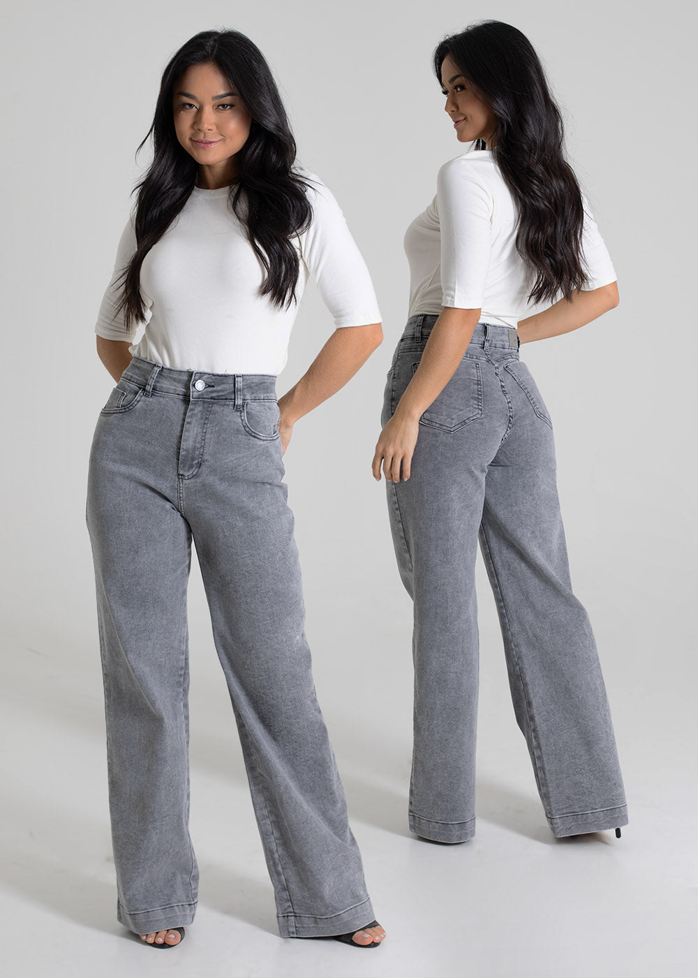 Calça Jeans Sawary Wide Leg - 280247 PRETO