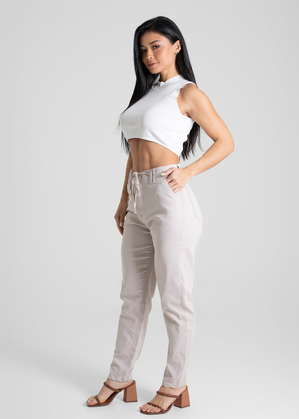 Calça Sarja Sawary Mom - 280308 BEGE