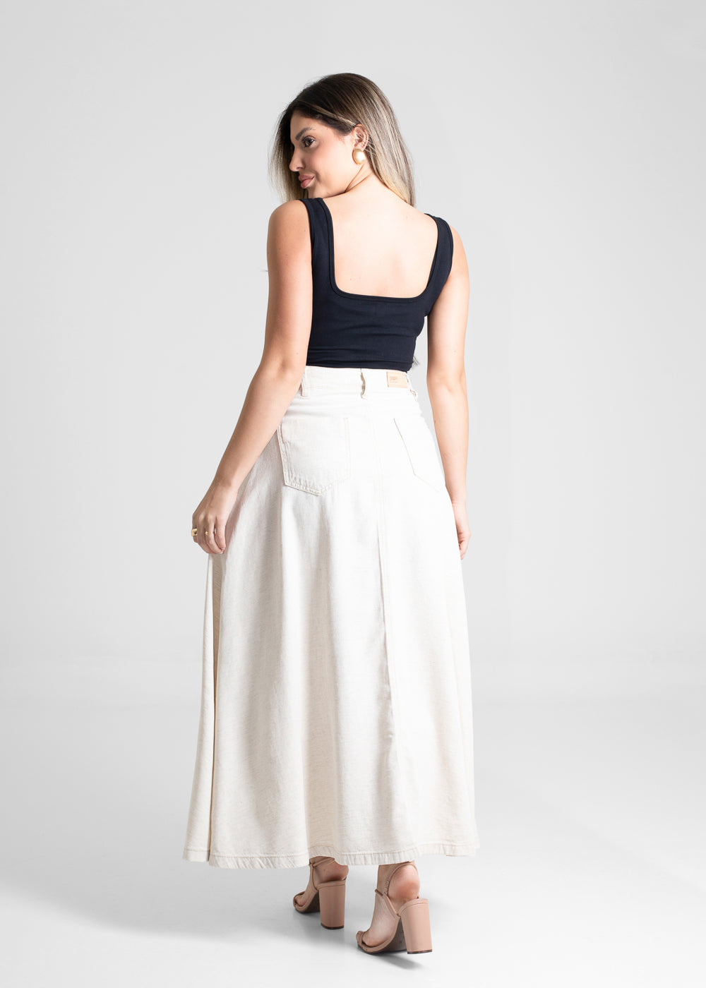 Saia Linho Sawary Midi - 280334 OFF WHITE