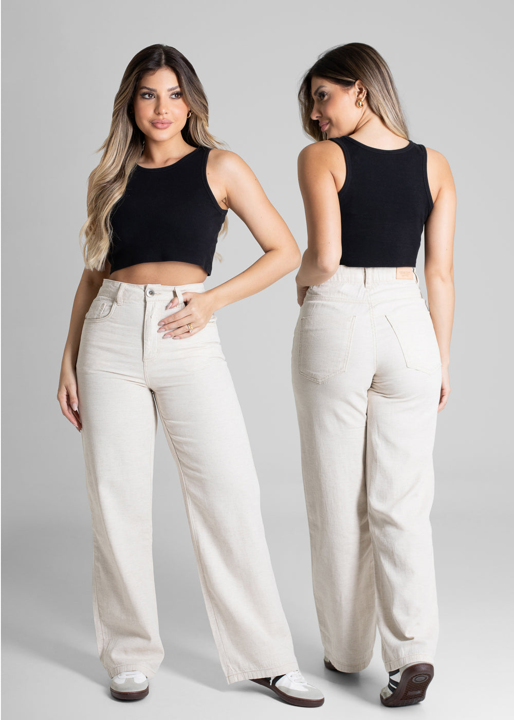 Calça Linho Sawary Wide Leg Petit - 280341 OFF WHITE