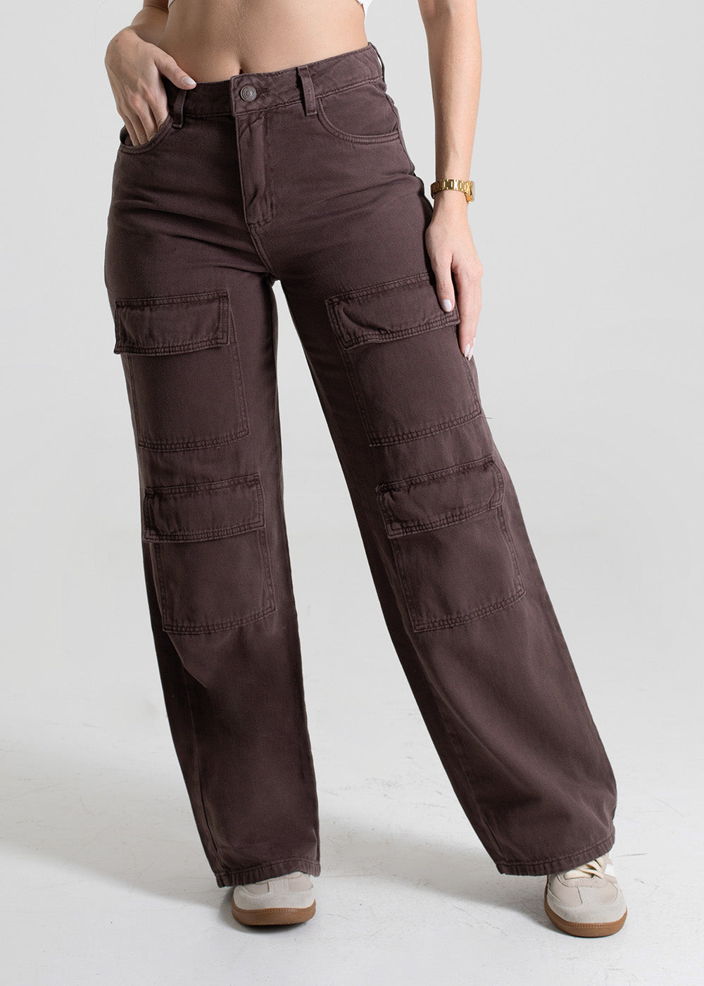 Calça Sarja Sawary Wide Leg - 280389 MARROM