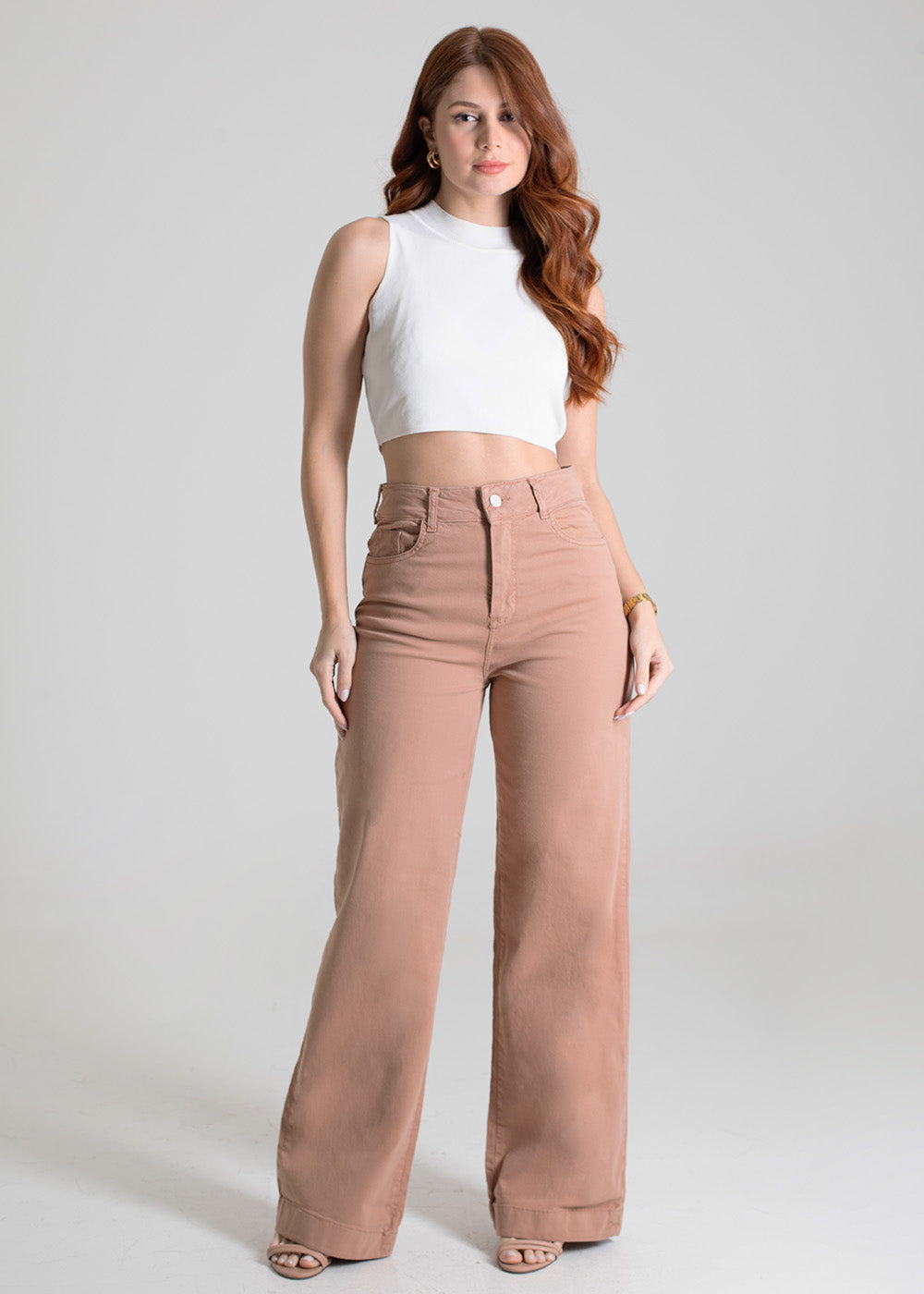 Calça Sarja Sawary Wide Leg - 280408 BEGE