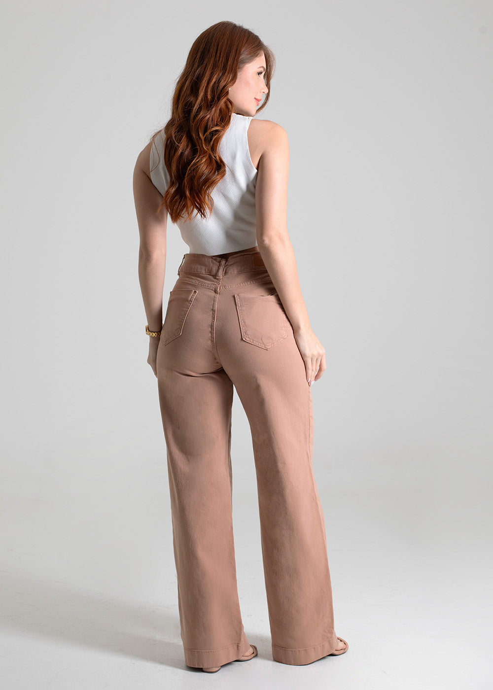 Calça Sarja Sawary Wide Leg - 280408 BEGE