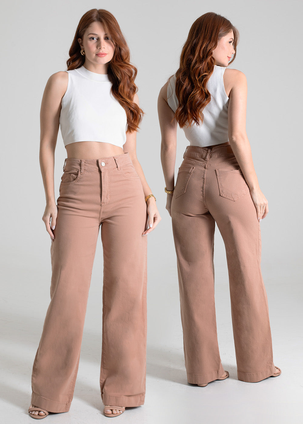 Calça Sarja Sawary Wide Leg - 280408 BEGE