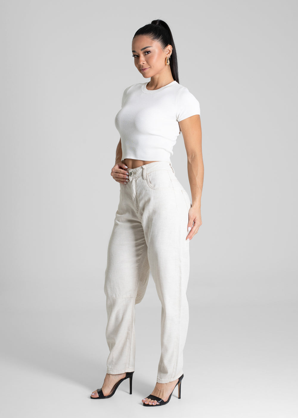 Calça Linho Sawary Barrel - 280446 OFF WHITE