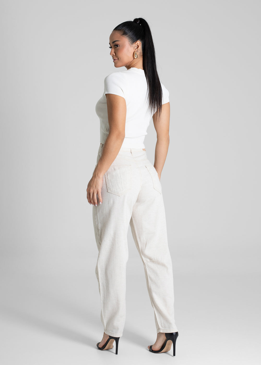 Calça Linho Sawary Barrel - 280446 OFF WHITE