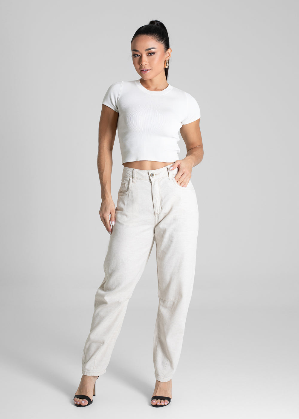 Calça Linho Sawary Barrel - 280446 OFF WHITE