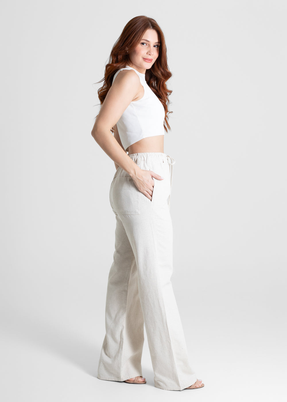 Calça Linho Sawary Wide Leg - 280460 OFF WHITE