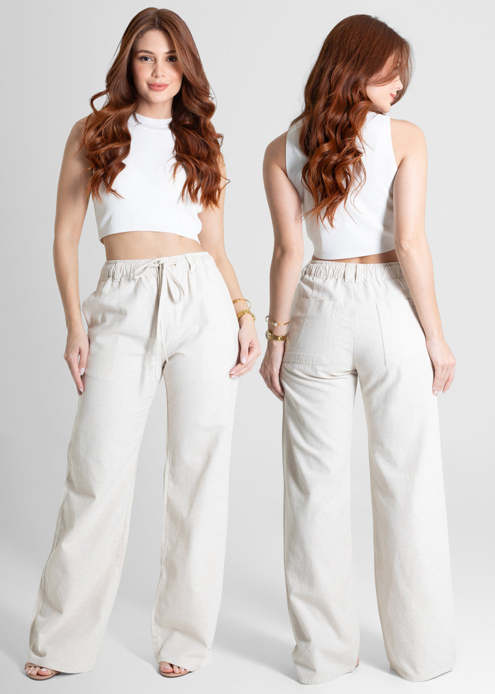 Calça Linho Sawary Wide Leg - 280460 OFF WHITE