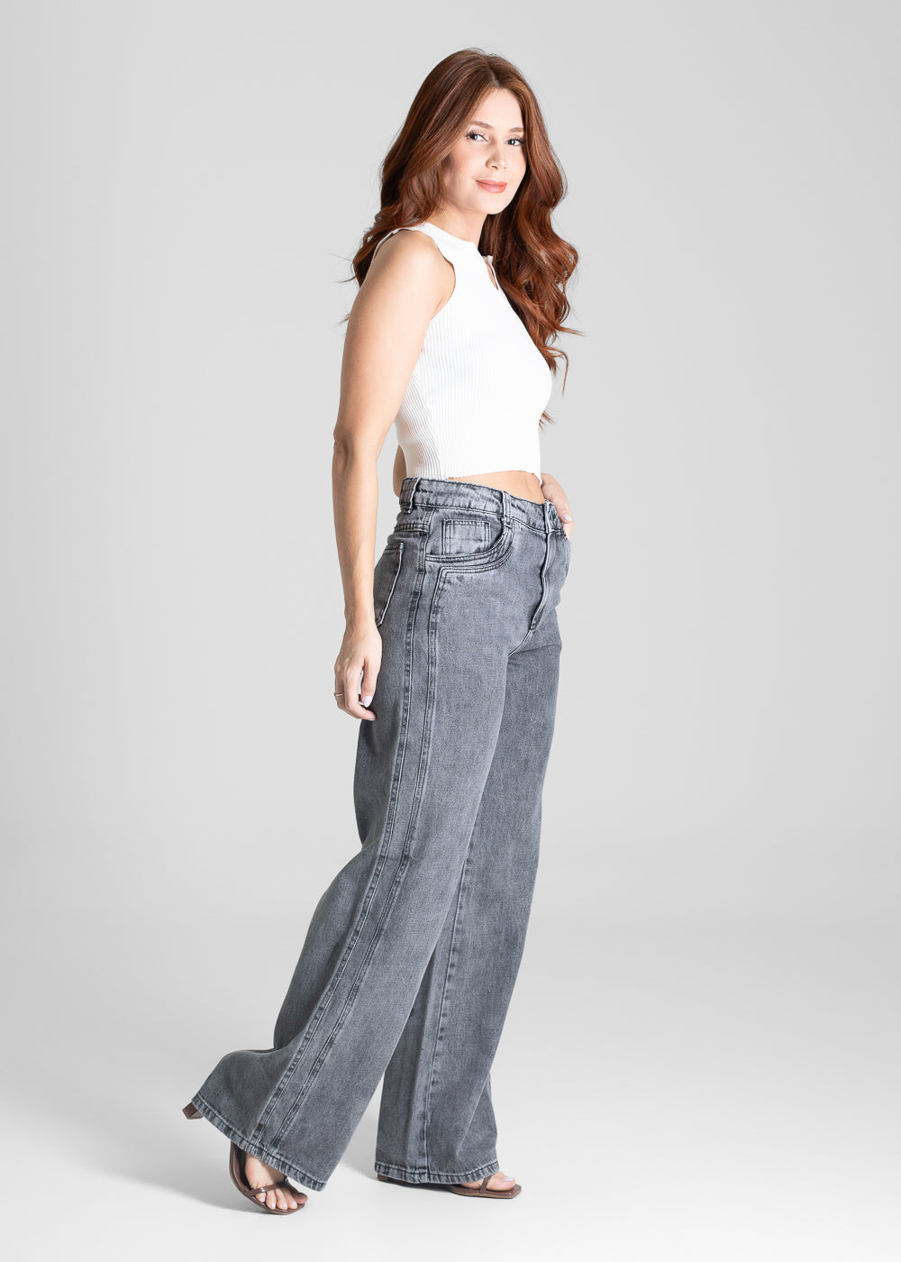 Calça Jeans Sawary Wide Leg - 280470 PRETO