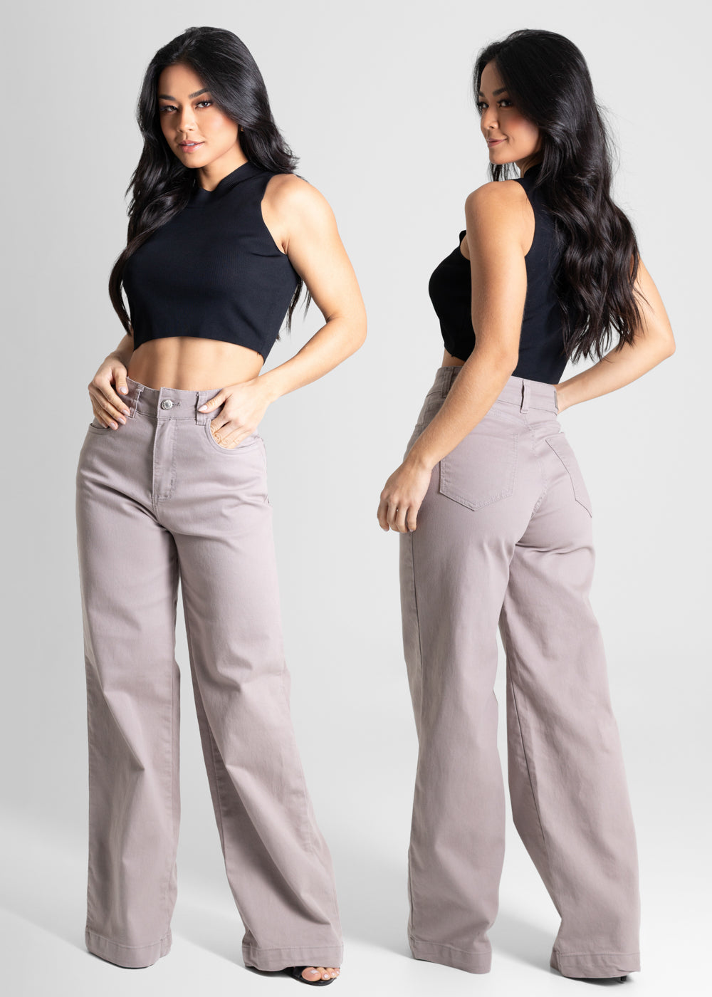 Calça Sarja Sawary Wide Leg - 280472 BEGE