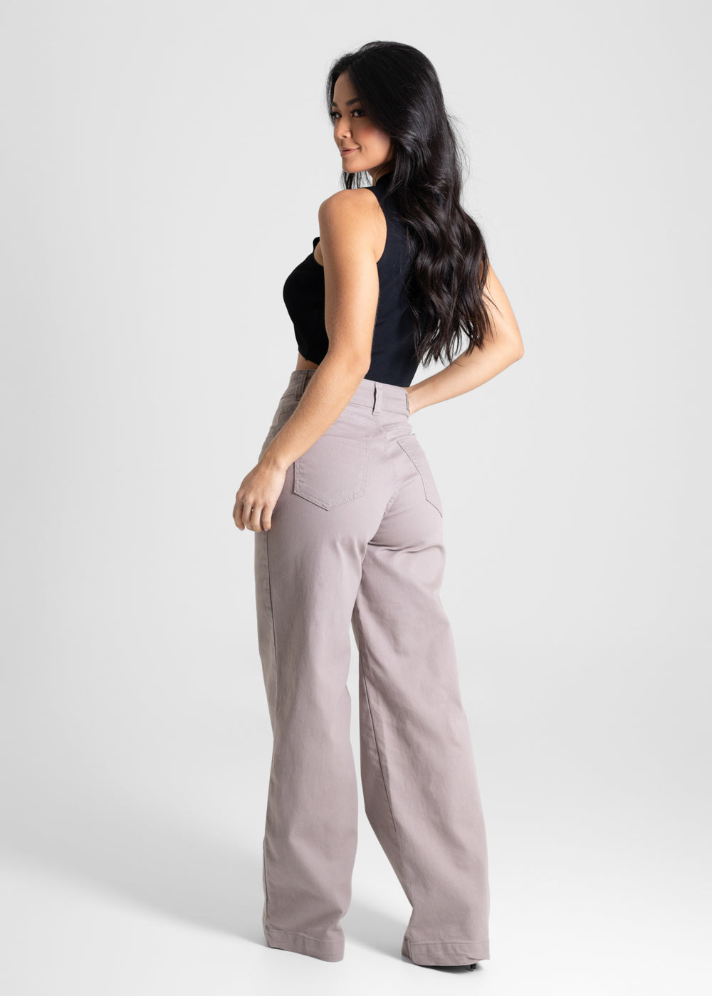 Calça Sarja Sawary Wide Leg - 280472 BEGE