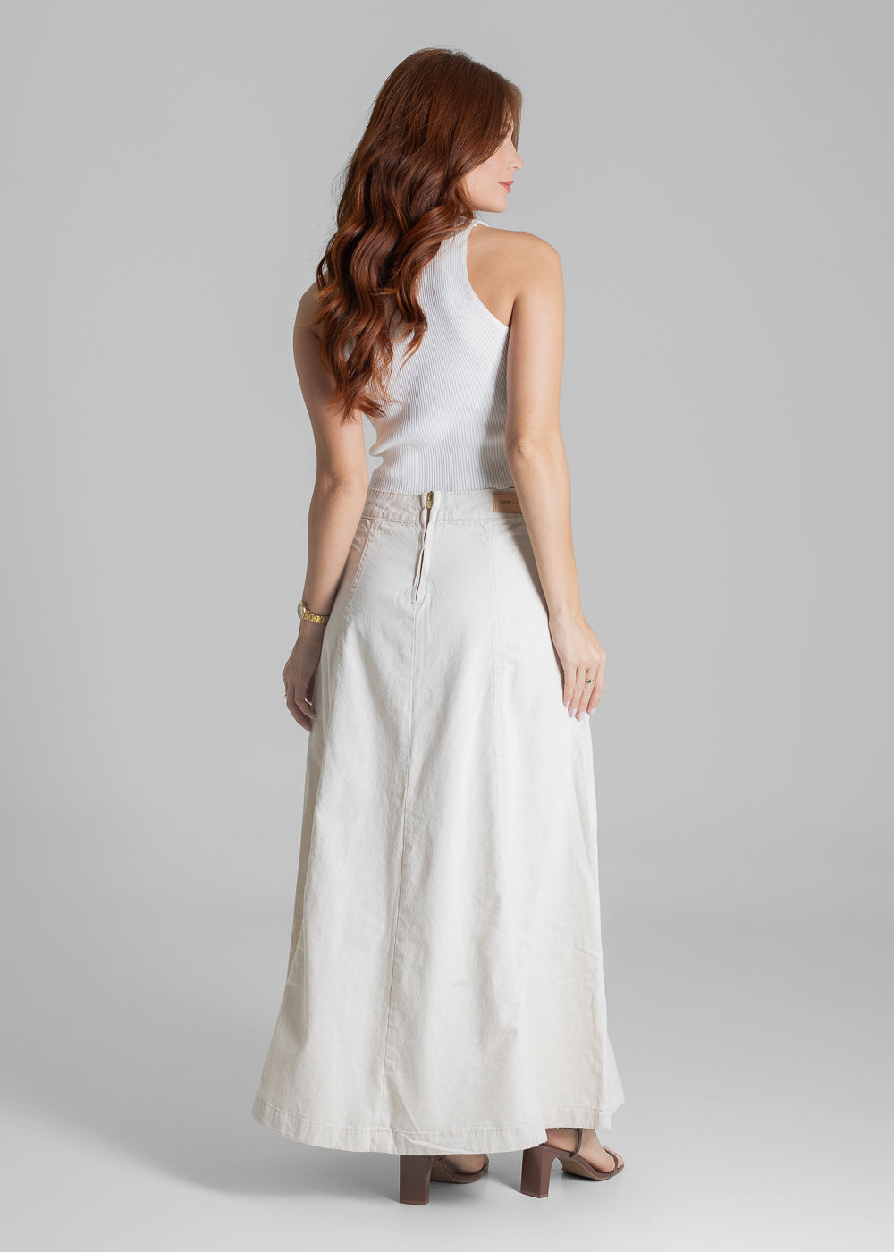 Saia Linho Sawary Midi - 280474 OFF WHITE