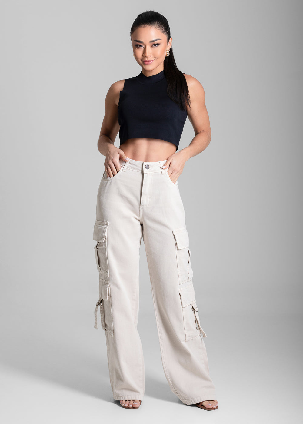 Calça Sarja Sawary Wide Leg - 280482 BEGE