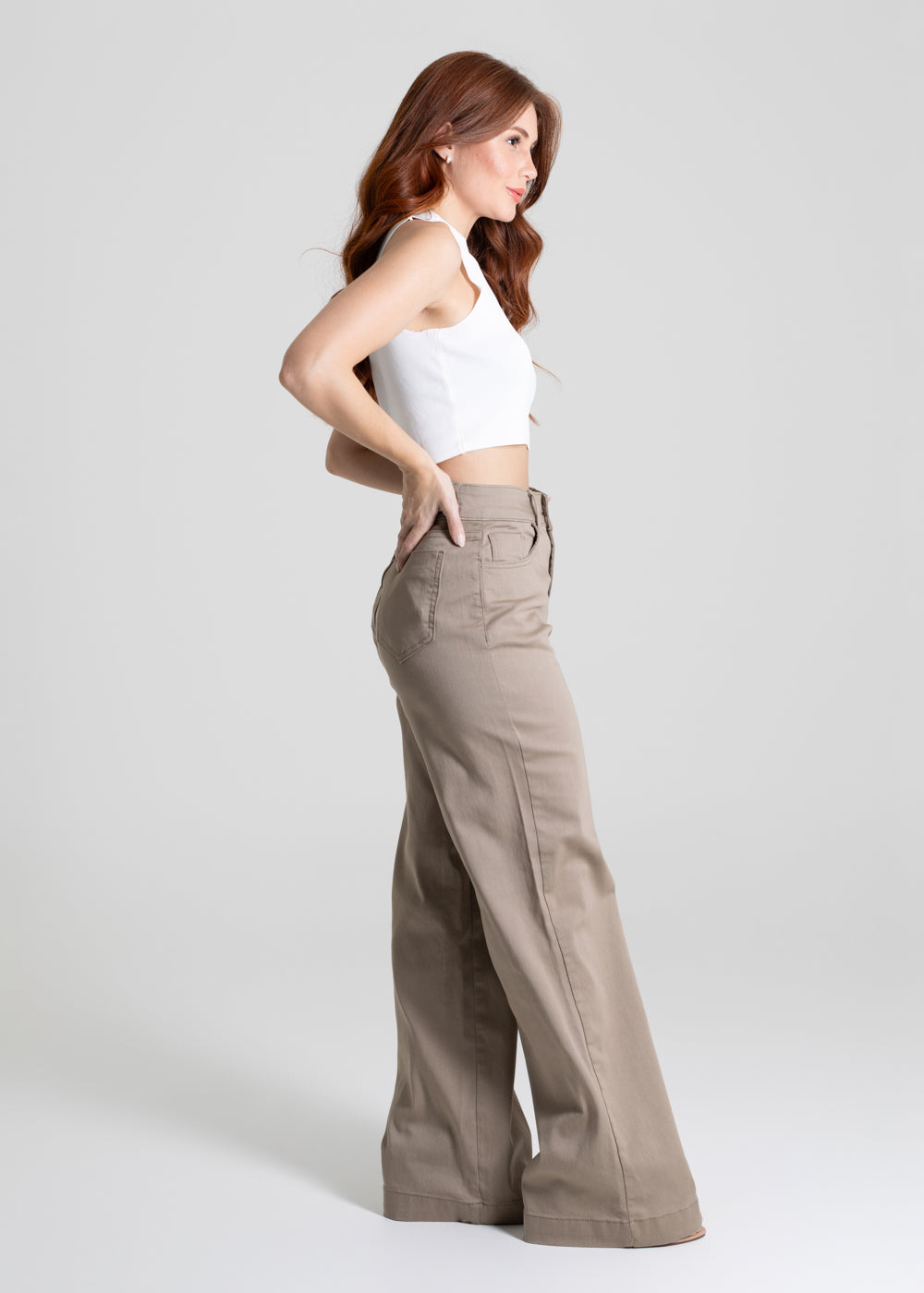Calça Sarja Sawary Wide Leg - 280483 BEGE
