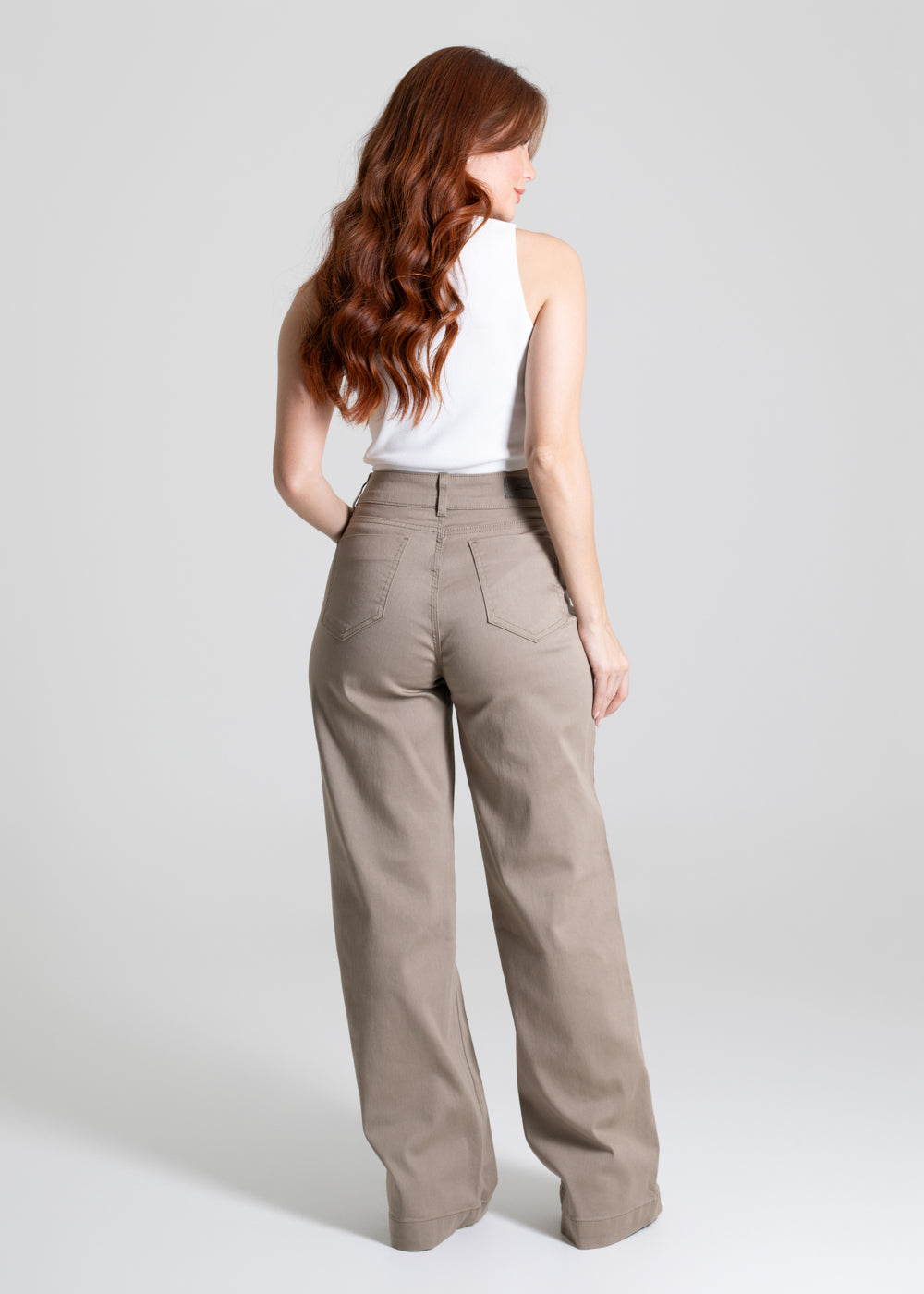 Calça Sarja Sawary Wide Leg - 280483 BEGE