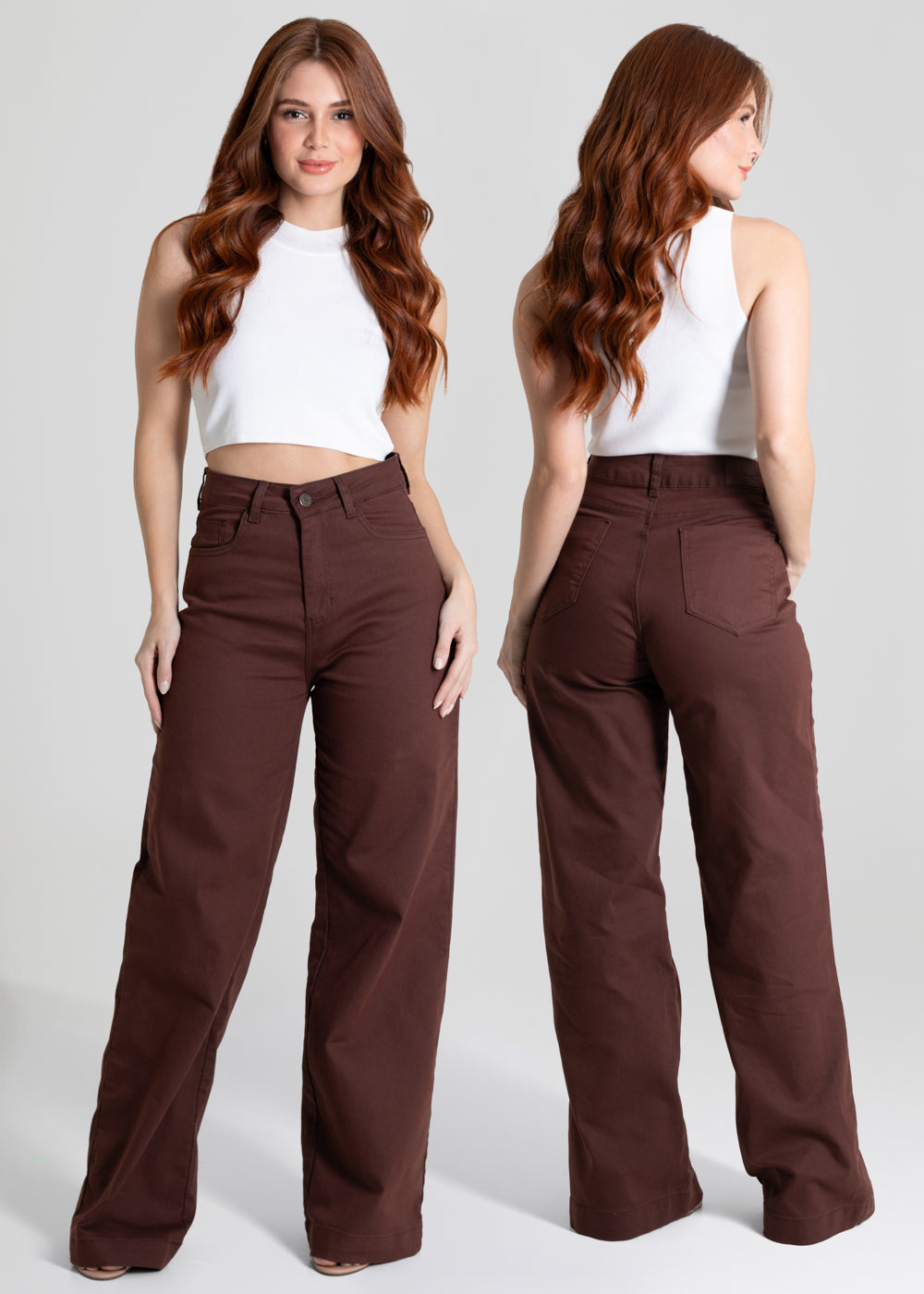 Calça Sarja Sawary Wide Leg - 280484 MARROM