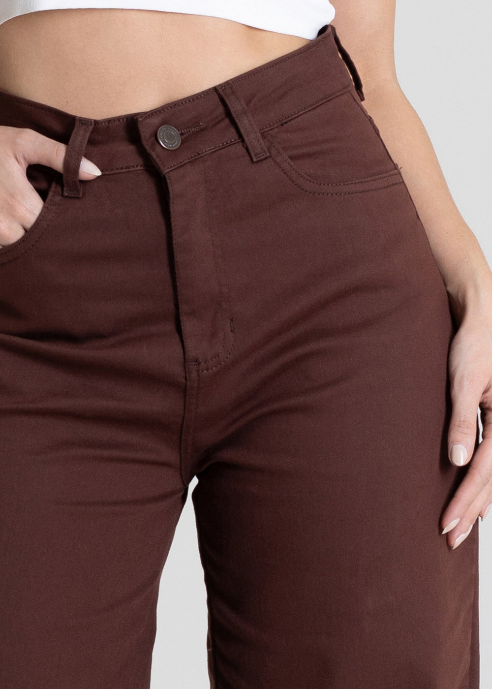 Calça Sarja Sawary Wide Leg - 280484 MARROM