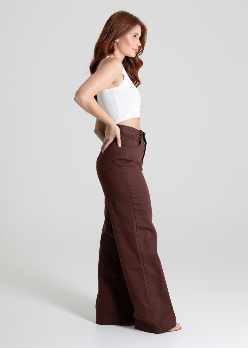 Calça Sarja Sawary Wide Leg - 280484 MARROM