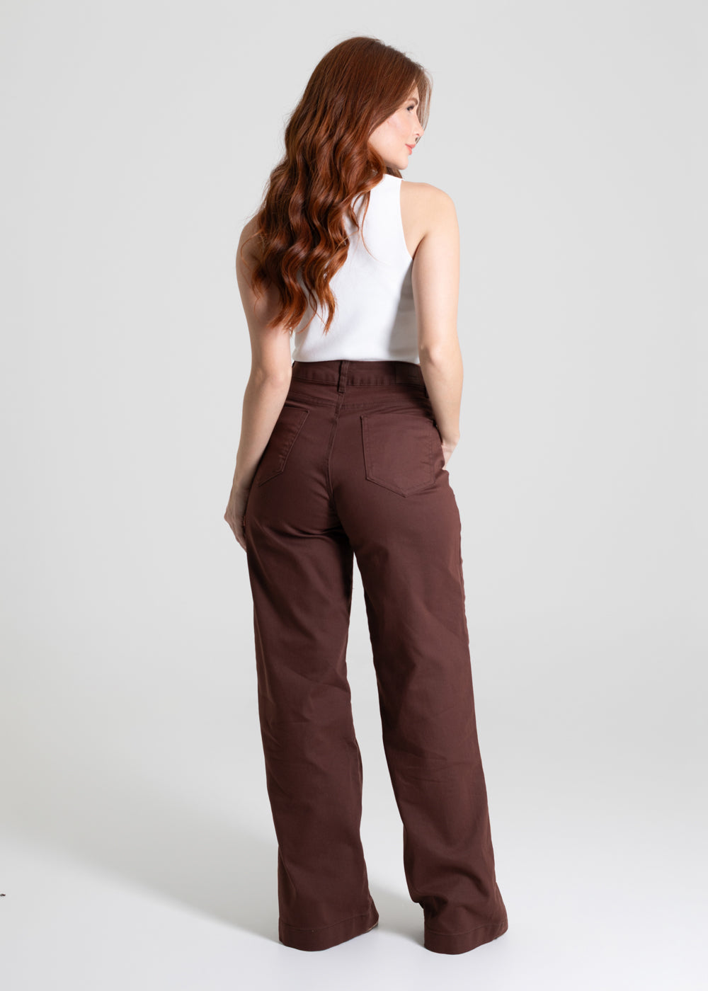 Calça Sarja Sawary Wide Leg - 280484 MARROM