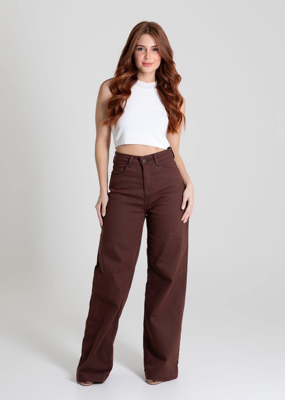 Calça Sarja Sawary Wide Leg - 280484 MARROM