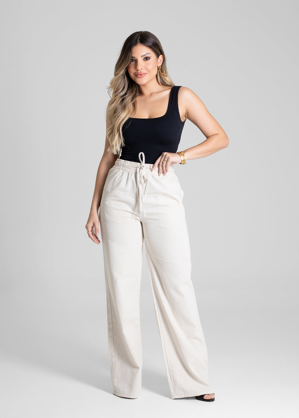 Calça Linho Sawary Wide Leg - 280521 OFF WHITE