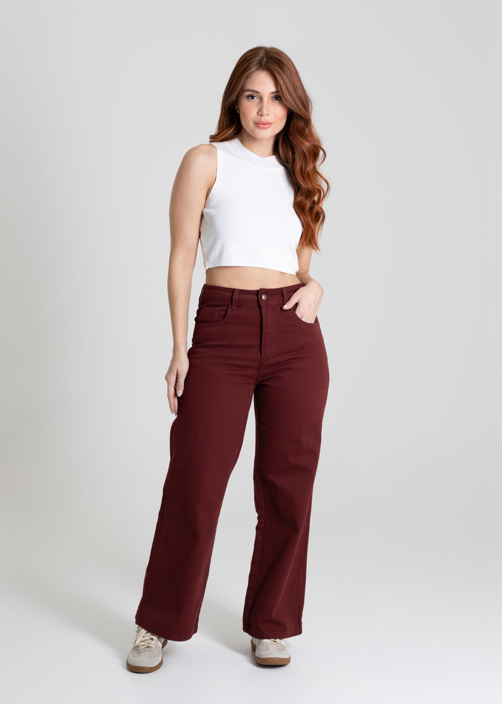 Calça Sarja Sawary Wide Leg Petit - 280528 VERMELHO