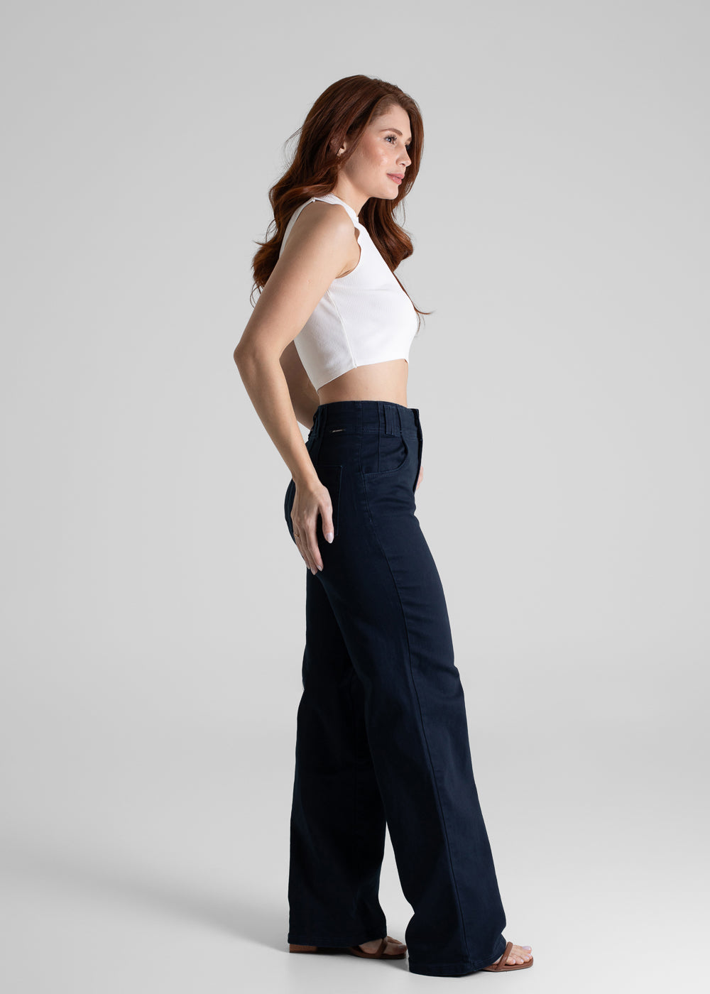 Calça Sarja Sawary Wide Leg - 280541 AZUL