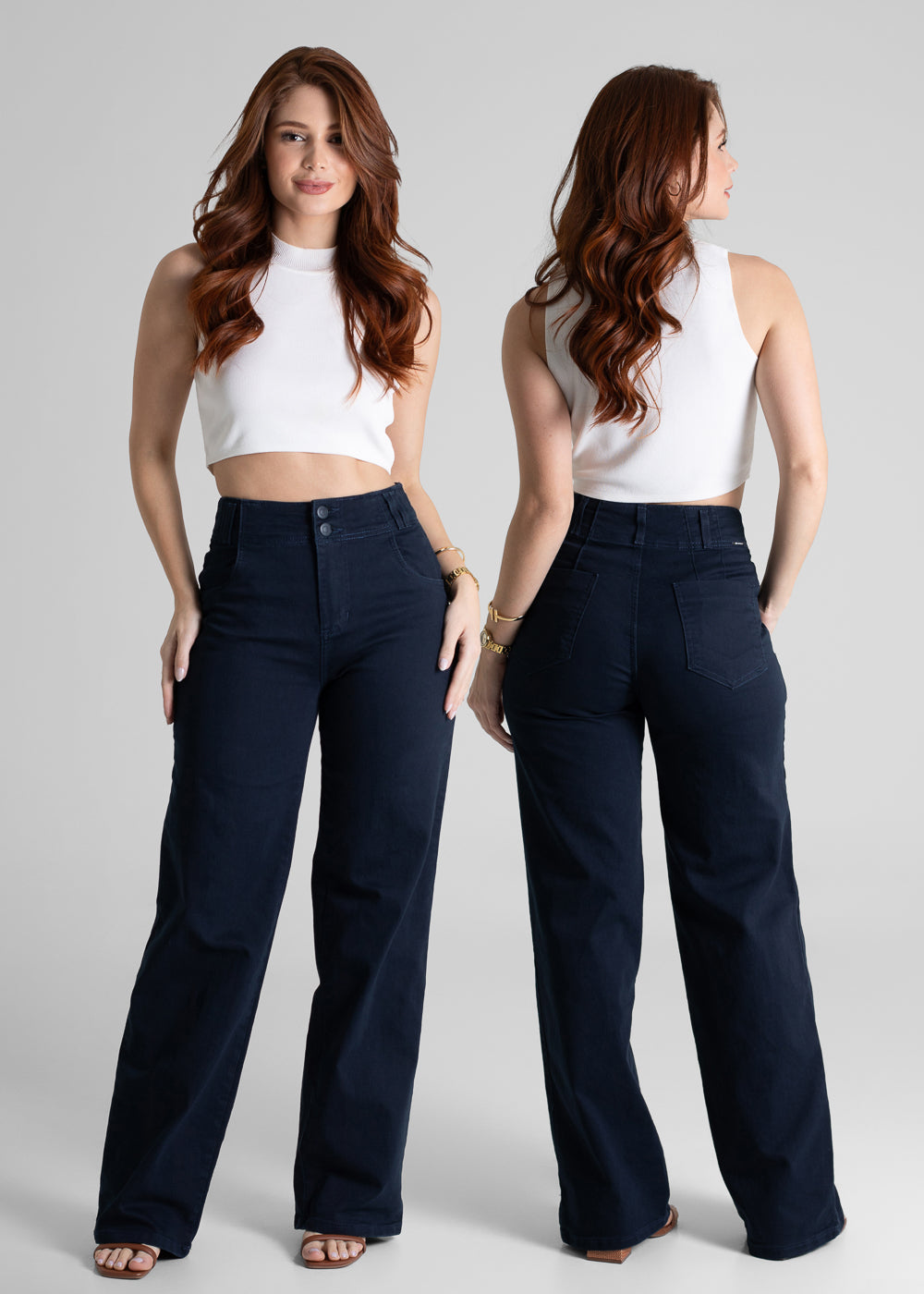 Calça Sarja Sawary Wide Leg - 280541 AZUL