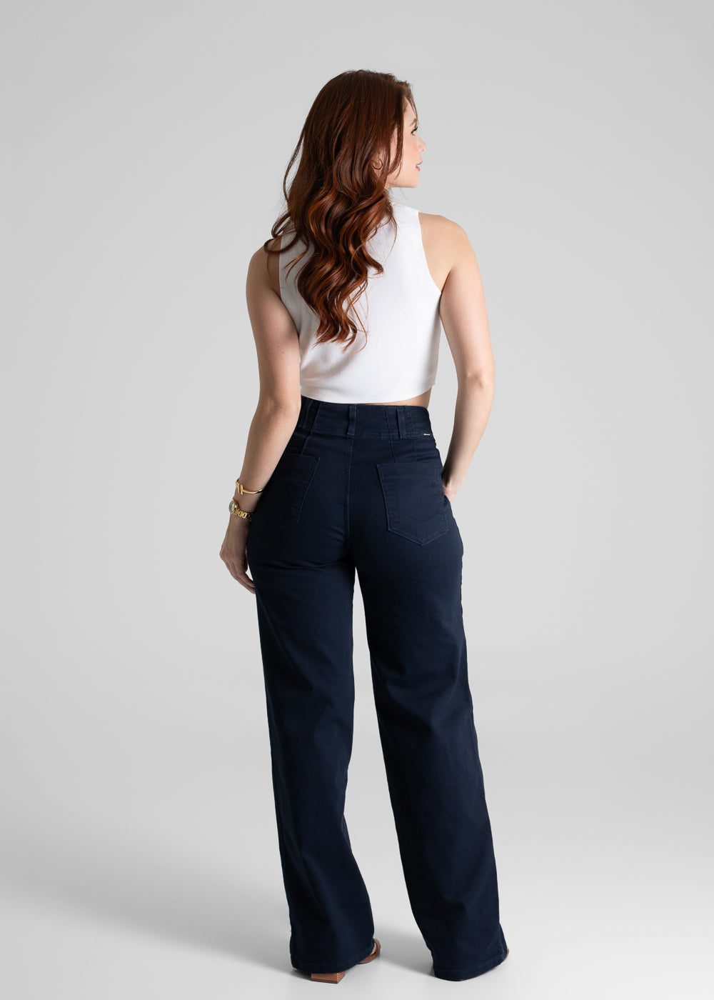 Calça Sarja Sawary Wide Leg - 280541 AZUL