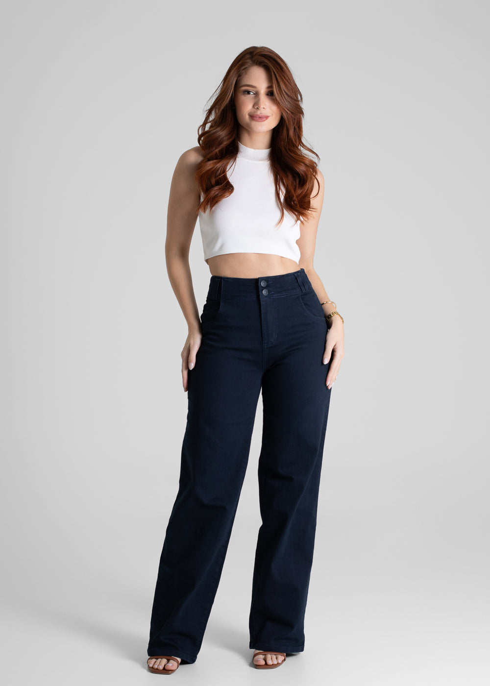 Calça Sarja Sawary Wide Leg - 280541 AZUL