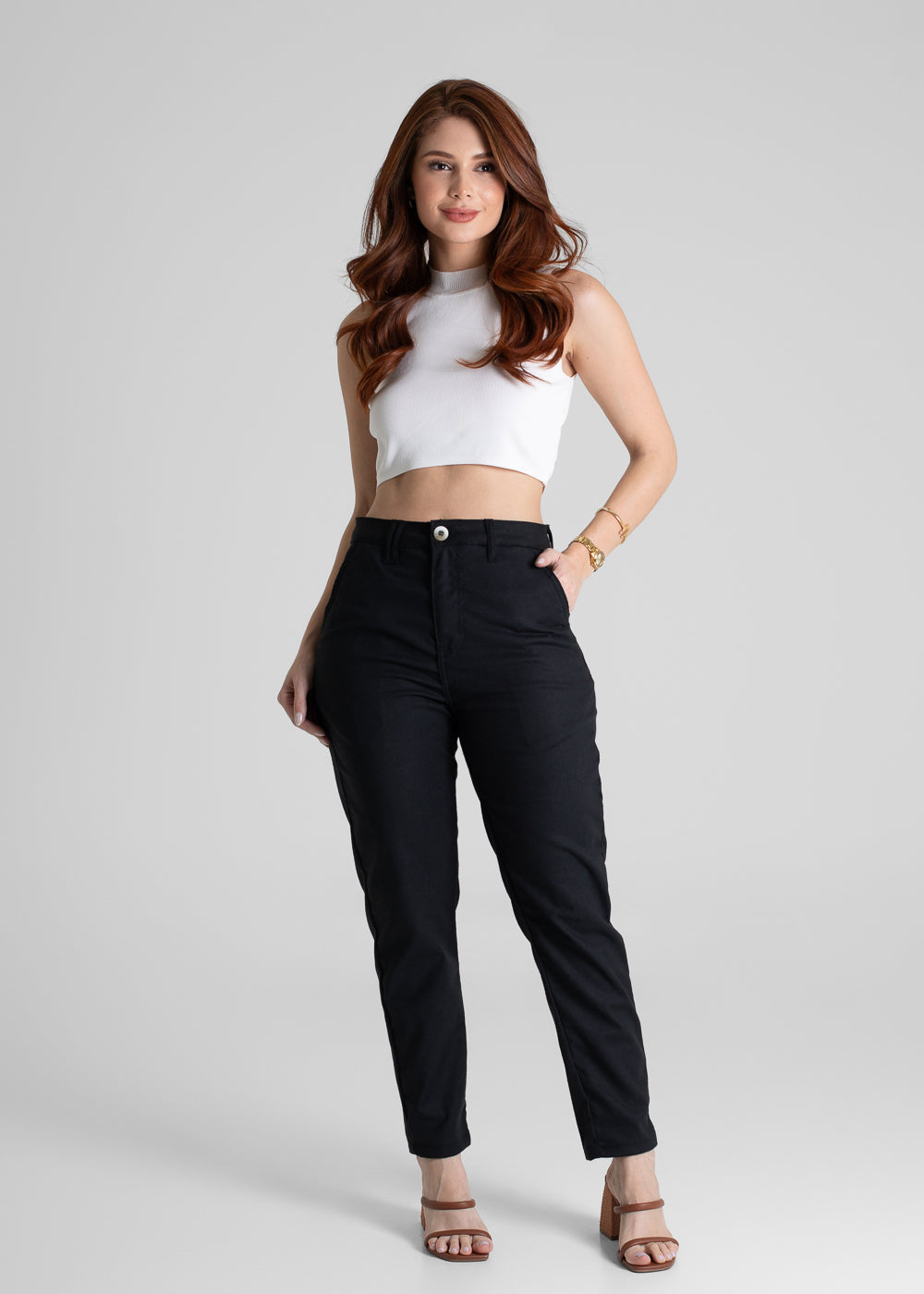 Calça Linho Sawary Mom - 280544 PRETO