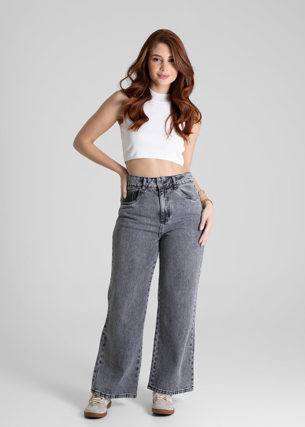 Calça Jeans Sawary Wide Leg Petit - 280578 PRETO