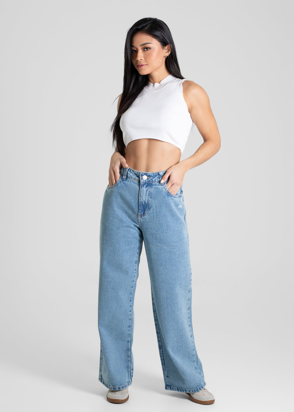 Calça Jeans Sawary Wide Leg Petit - 280588 AZUL