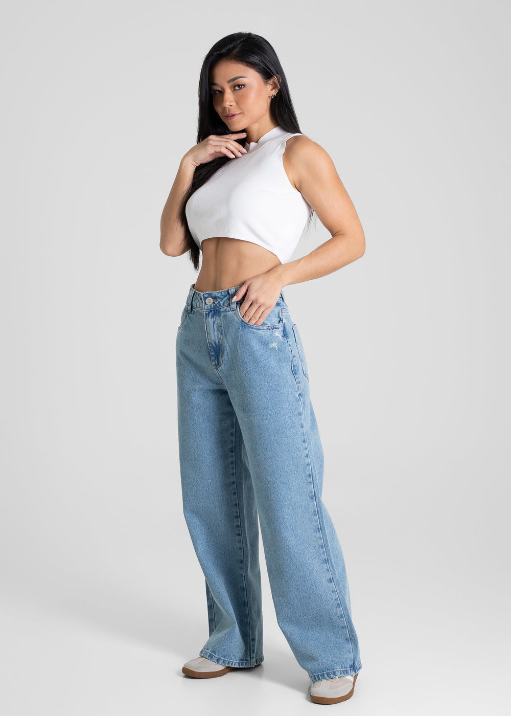 Calça Jeans Sawary Wide Leg Petit - 280588 AZUL
