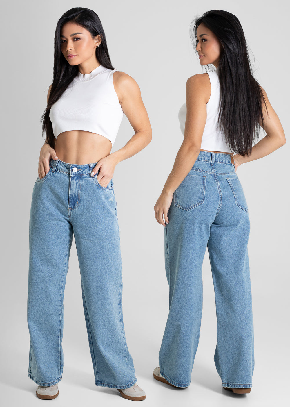 Calça Jeans Sawary Wide Leg Petit - 280588 AZUL