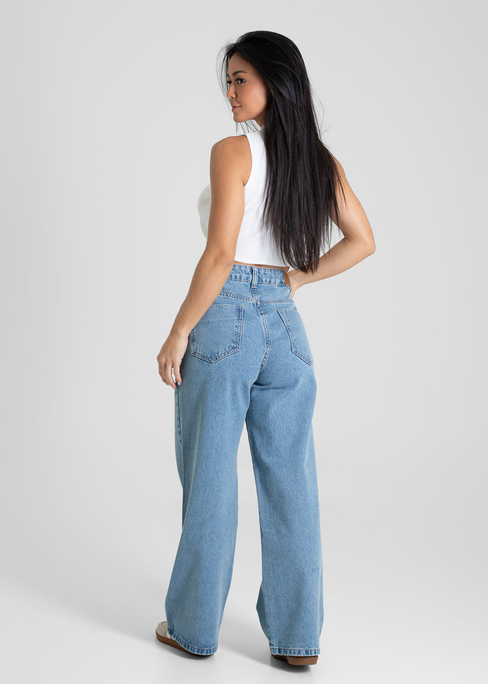 Calça Jeans Sawary Wide Leg Petit - 280588 AZUL