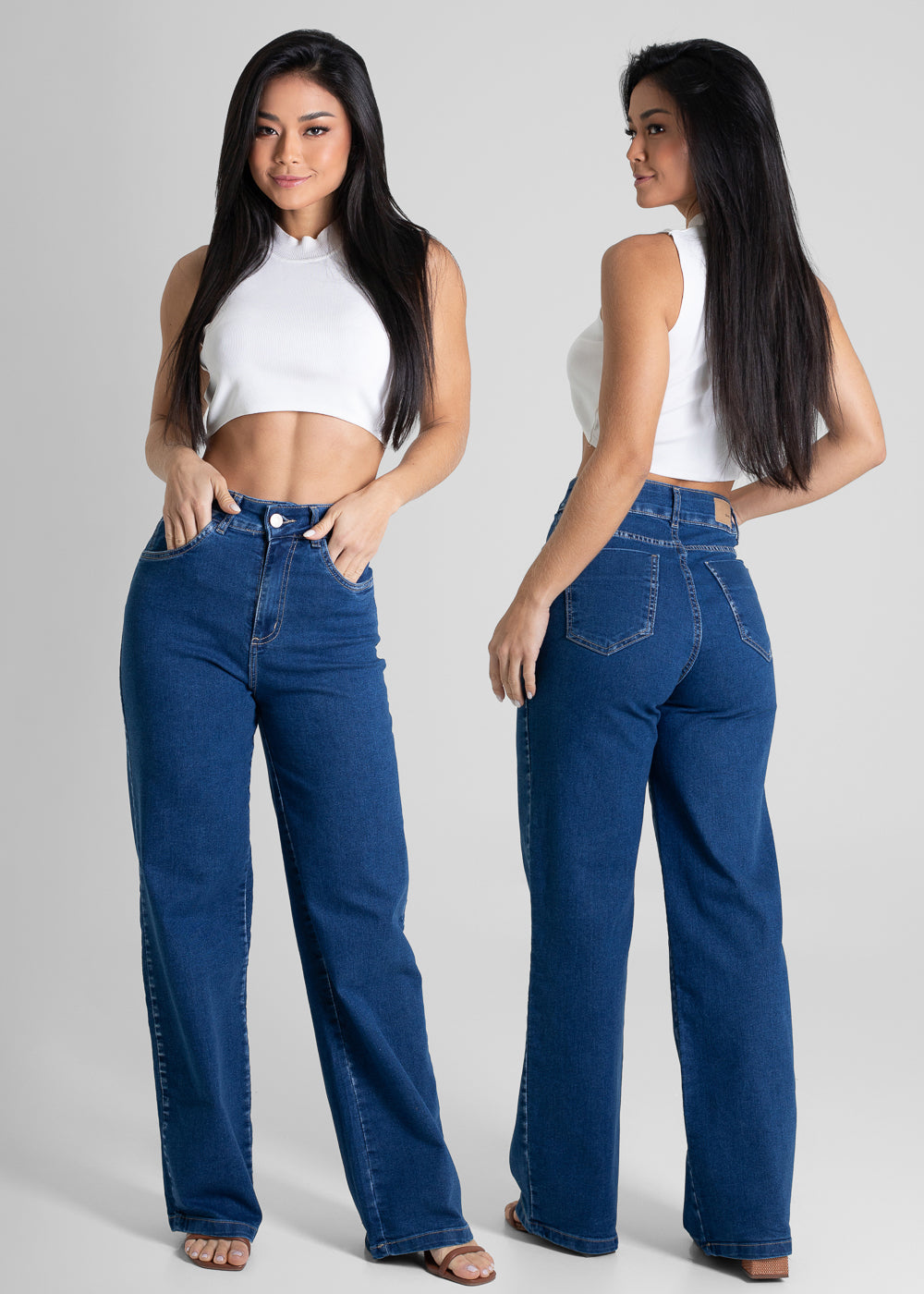 Calça Jeans Sawary Wide Leg Petit - 280592 AZUL