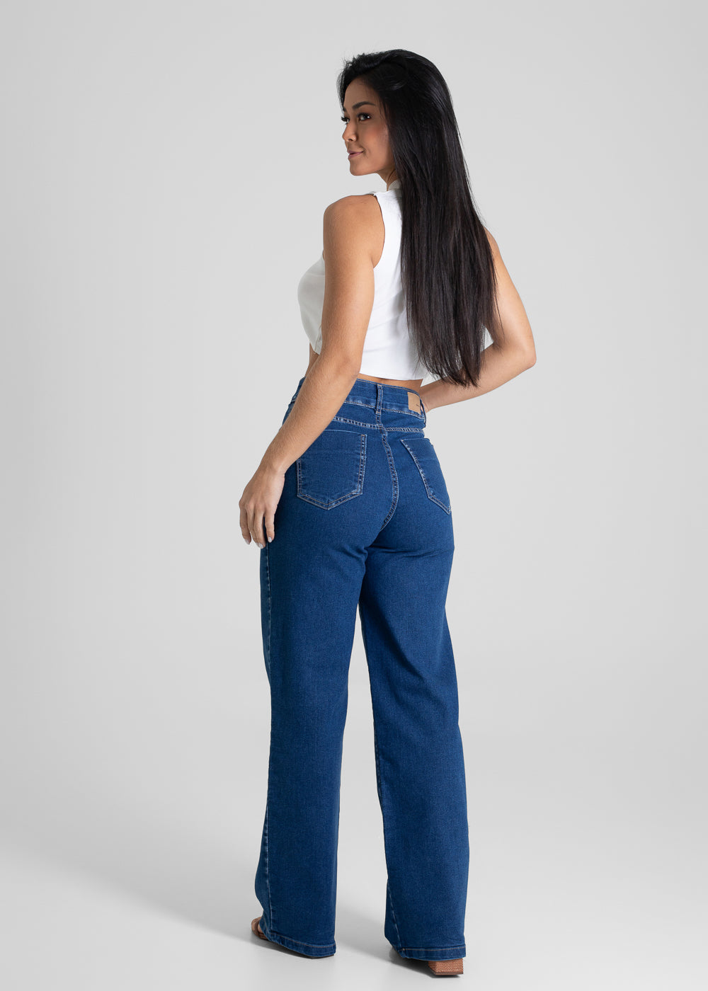 Calça Jeans Sawary Wide Leg Petit - 280592 AZUL